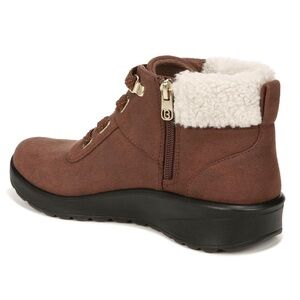 Bzees Garner Shearling Ankle Booties Brown Sz 9 Zip Comfort